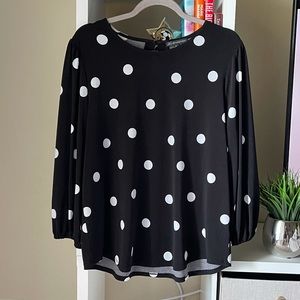 Polka Dot Mid-Sleeve Blouse